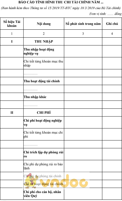 Mẫu báo cáo tình hình thu chi tài chính HoaTieu vn