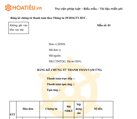 Bảng kê chứng từ thanh toán 2023 Mẫu Bảng kê chứng từ kế toán mới nhất
