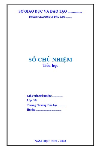 Sổ chủ nhiệm lớp 3 năm học 2022 2023 Mẫu sổ chủ nhiệp lớp 3