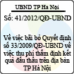 Quyết định số 41/2012/QĐ-UBND