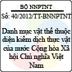 Thông tư số 40/2012/TT-BNNPTNT