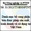Thông tư số 31/2012/TT-BNNPTNT