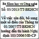 Thông tư 05/2013/TT-BKHCN