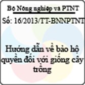 Thông tư 16/2013/TT-BNNPTNT