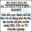 Thông tư liên tịch 25/2013/TTLT-BTC-BGDĐT