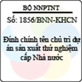 Công văn 1856/BNN-KHCN