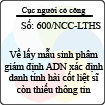 Công văn 600/NCC-LTHS