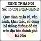 Quyết định 15/2013/QĐ-UBND TP Hà Nội