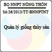 Thông tư 26/2013/TT-BNNPTNT