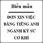 Đơn xin việc bằng tiếng Anh - Mechanical Engineer - HoaTieu.vn
