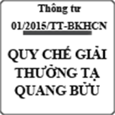 Thông tư ban hành quy chế giải thưởng Tạ Quang Bửu số 01/2015/TT-BKHCN