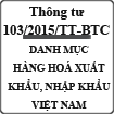 Thông tư ban hành danh mục hàng hóa xuất khẩu, nhập khẩu Việt Nam số 103/2015/TT-BTC