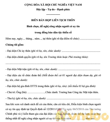 Biên Bản Họp Liên Tịch Thôn - Mẫu Biên Bản Họp Liên Tịch Thôn Xóm