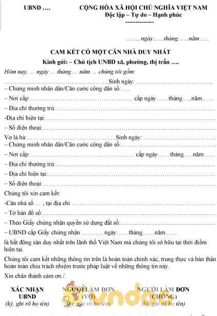 Mẫu Bản Cam Kết Xe Chính Chủ [Cập Nhật 2023]