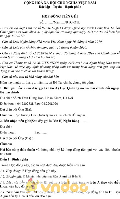 Photo of Mẫu số C03-Q: Hợp đồng tiền gửi