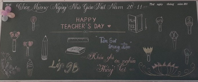 mau kieu trang tri bang lop chao mung ngay 20 11 3