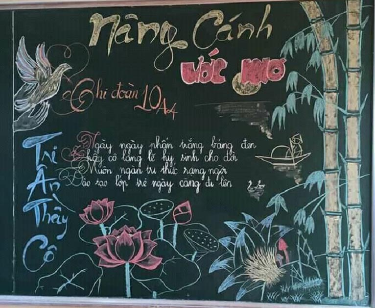 mau kieu trang tri bang lop chao mung ngay 20 11 9