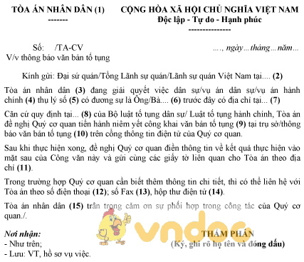 Mẫu Thông Báo Văn Bản Tố Tụng Của Tòa Án Nhân Dân - Hoatieu.Vn