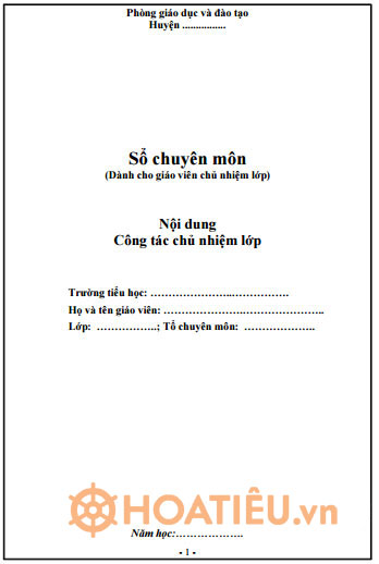 Bìa mẫu sổ chủ nhiệm dành cho giáo viên chủ nhiệm