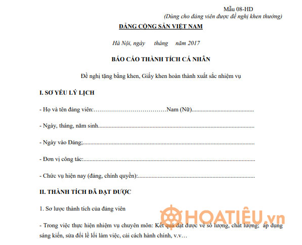 Mẫu Bao Cao Thanh Tich Ca Nhan