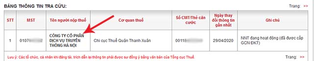 Cách tra cứu thông tin người nộp thuế