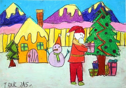 Cách vẽ tranh phong cảnh MÙA ĐÔNG bằng màu sáp  how to draw winter scenery  with crayon  YouTube