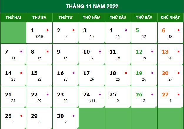 Lịch vĩnh viễn 2022