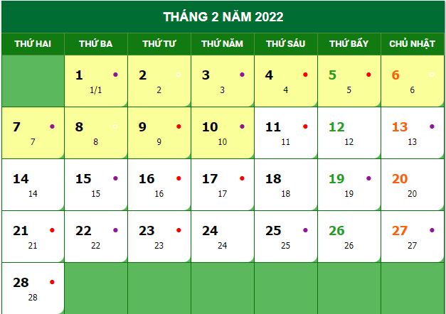Lịch âm 2022