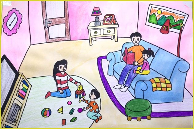 Vẽ tranh Cuộc sống, sinh hoạt, vui chơi: Sinh hoạt gia đình