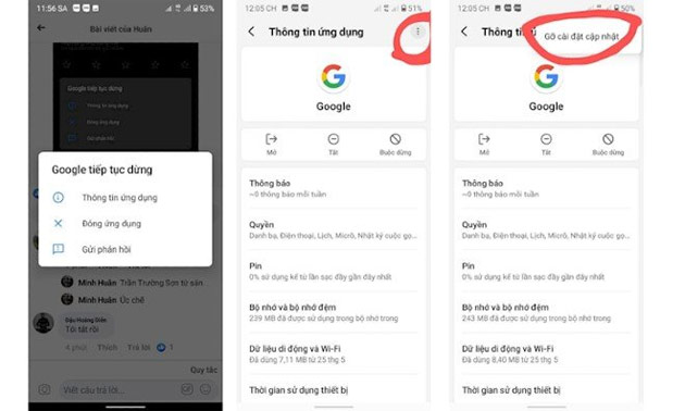 Cách khắc phục lỗi dừng google trên android