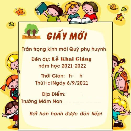 Mẫu giấy mời dự lễ khai giảng trường mầm non