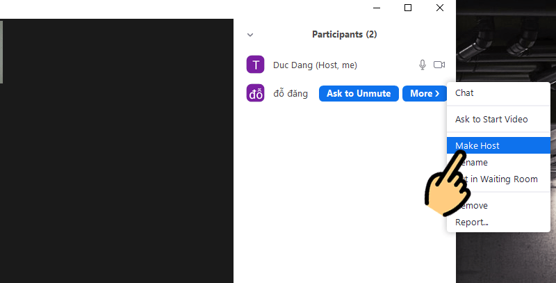 Cách đổi Host lớp học trực tuyến trên Zoom