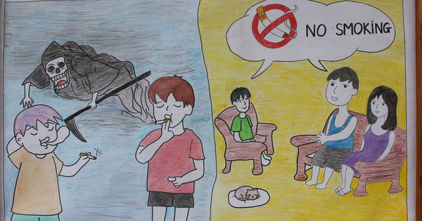 Vẽ tranh cấm hút thuốc lá 