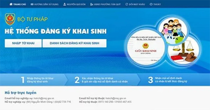 Online civil status registration system under the Ministry of Justice.