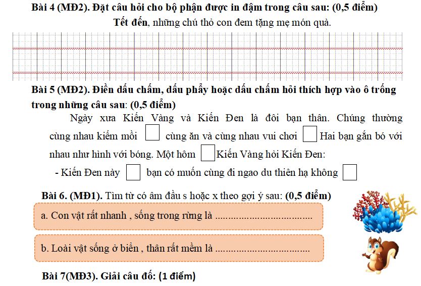 Đề kiểm tra Tiếng Việt lớp 2 học kì II bộ Kết nối tri thức