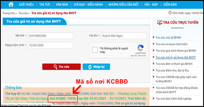 Hình ảnh trang thông tin tra cứu bảo hiểm y tế Việt Nam.