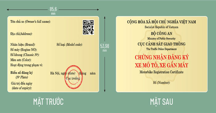 Hình ảnh chứng nhận đăng ký xe mẫu mới nhất hiện nay.