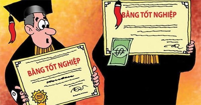 Hình ảnh minh họa sử dụng bằng tốt nghiệp giả.