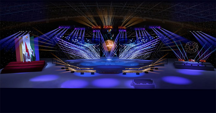 Hình ảnh phối cảnh sân khấu SEA Games 31 trước giờ tổ chức.
