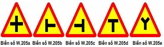 Biển số W.205 (a,b,c,d,e) "Đường giao nhau"