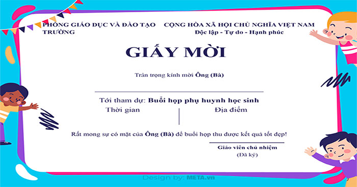 Khung giấy mời họp phụ huynh
