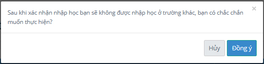 Nhấn Đồng ý để hoàn thành việc xác nhận nhập học