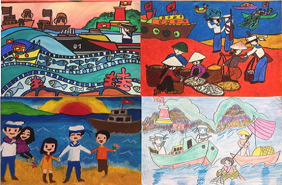 Vẽ tranh đề tài em yêu biển đảo Việt Nam