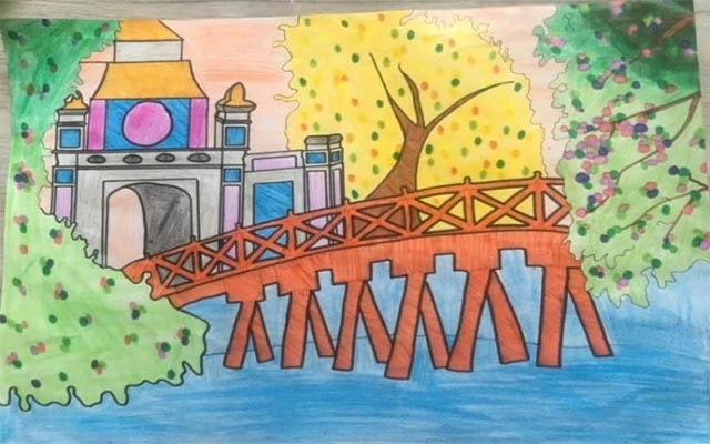Vẽ tranh thiếu nhi Việt Nam - Em yêu Hà Nội