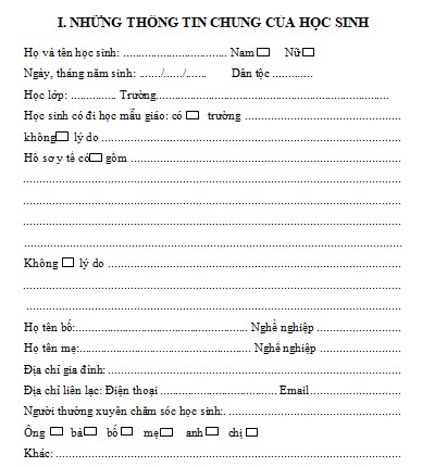 Sổ theo dõi sự tiến bộ của học sinh khuyết tật