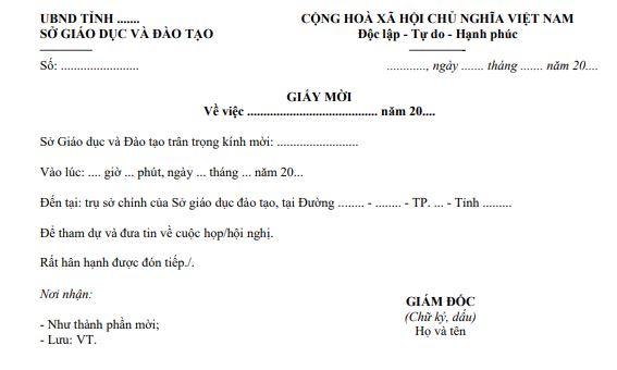 Thư mời họp hội nghị