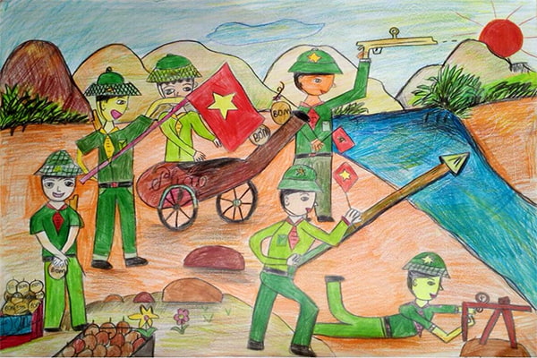 Vẽ chú bộ đội của chúng em