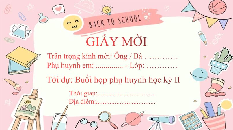 Giấy mời họp phụ huynh học kì 2