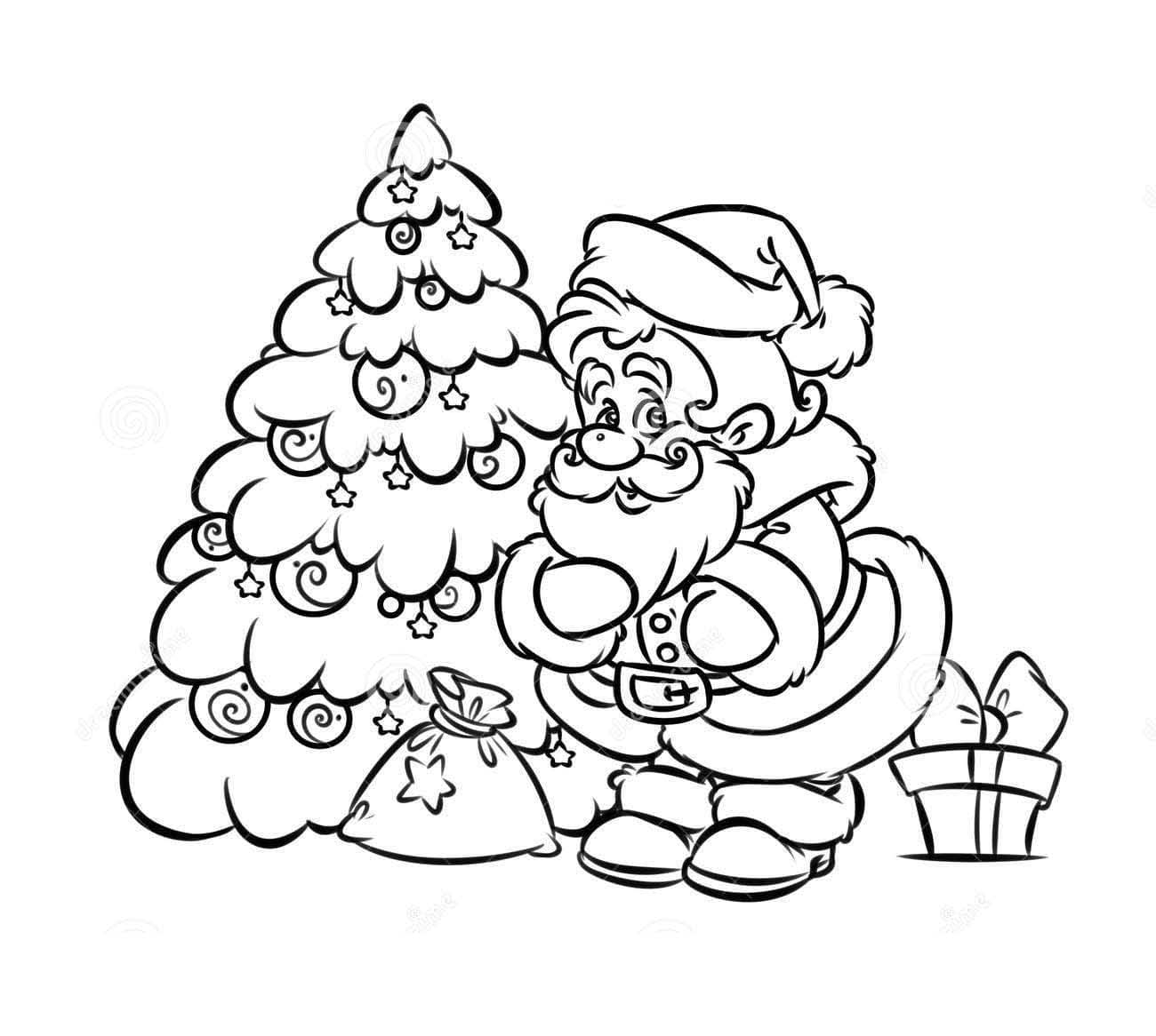 Cây thông Noel ông già Noel vẽ kẹo giáng sinh đen đen và trắng png   PNGEgg