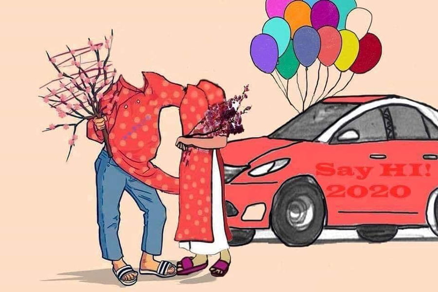 Ảnh ghép mặt cặp đôi Tết